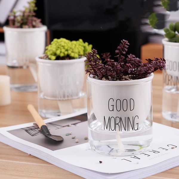

vases hydroponic plant glass vase automatic water planter pot ceramic home decor flowerpot tableplants drop