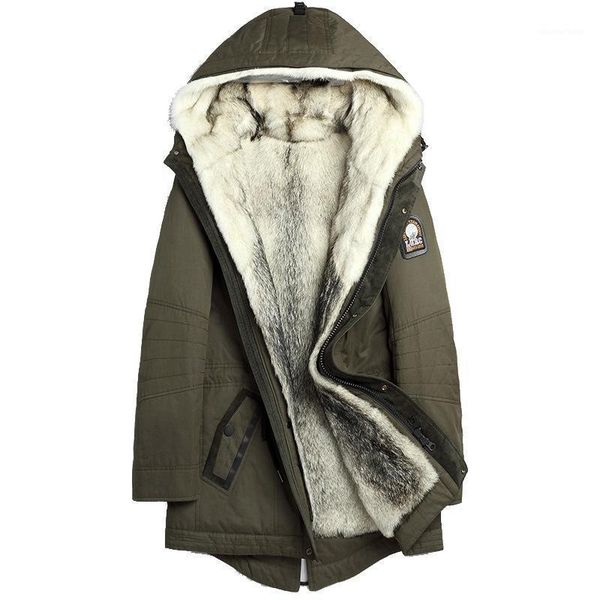 

men's leather & faux real fur coat winter jacket men natural liner parka warm parkas fashion mens jackets chaqueta hombre, Black