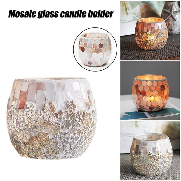 Mumluklar Tutucu Centerpiece 3D Etkisi ile Elektrik Mozaik Cam Tealight Ev Masa Masaüstü Dekorasyon Eve Yükleme Hediye TSH Dükkan