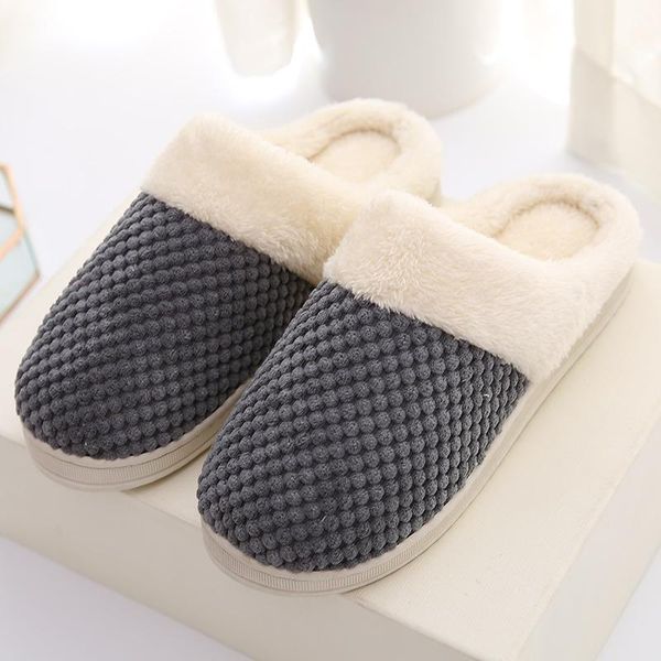 

slippers men shoes winter warm home fashion couple plush indoor soft 2021, Black