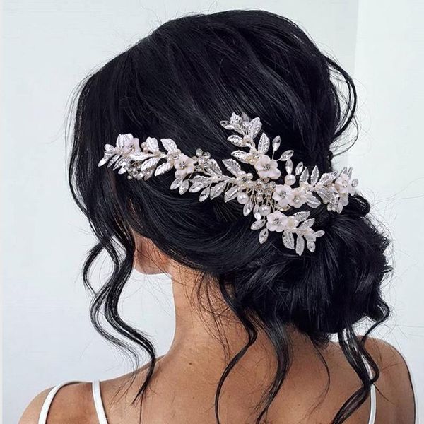 

hair clips & barrettes ueen hp368 floral comb bridal accessories wholesale rhinestone birthday party luxury wedding tiaras golden sliver, Golden;silver