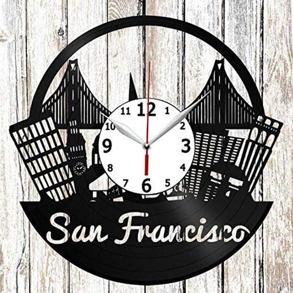 

wall clocks san francisco record clock home art decor unique design handmade original gift black exclusive fan