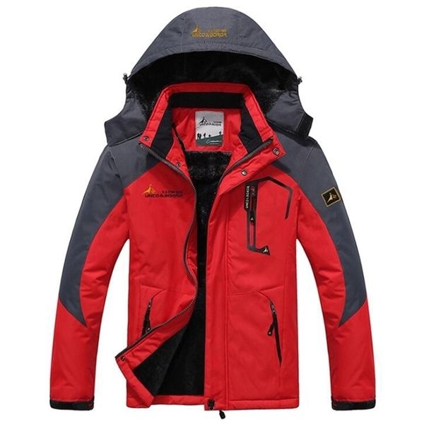 Kış Parka Erkekler Artı Kadife Sıcak Rüzgar Geçirmez Mont Erkek Askeri Kapüşonlu Ceketler Casaco Masculino Casacos Erkek Dış Giyim Palto 211216