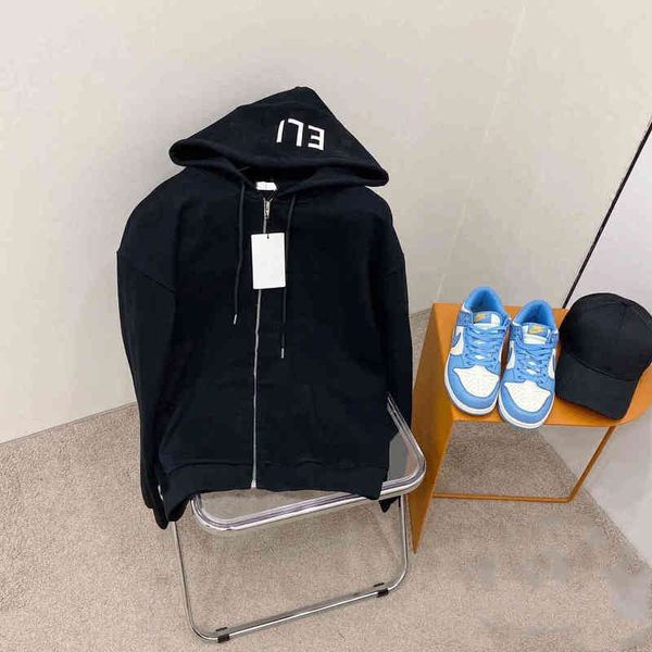 

2022 factory wholesale new capsule series hat letter printing hoodie women's autumn black leisure couple long sleeve coat