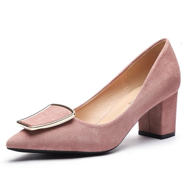 

dress shoes 2021 women pumps flock leather pointed toe fashion pink slip on casual wedding size 34-40 black heels party p0021 ye52