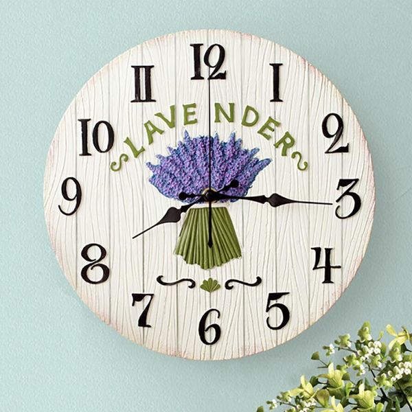

wall clocks creative wood grain clock flower simple vintage mechanism art digital bedroom wand klok home decoration ab50wc