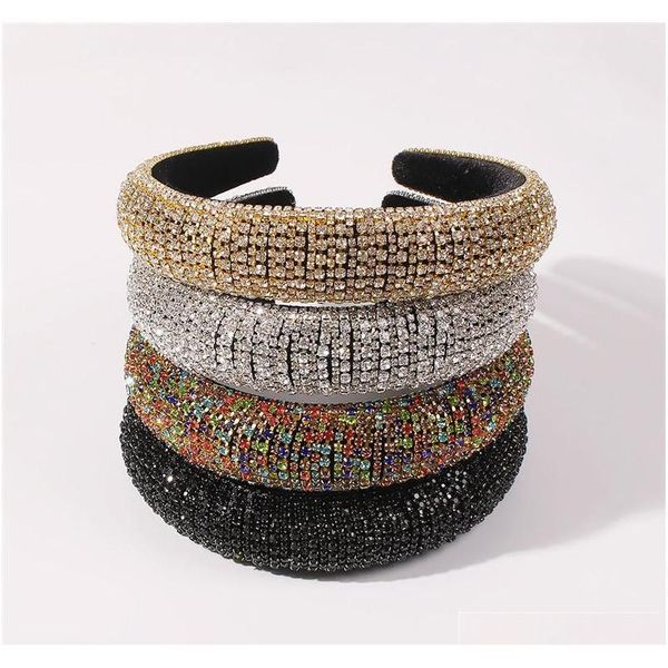 

rhinestone sponge headband beaded drill headband color diamond hair hoops women wide brim hair band girl jllblh bdesybag, Silver
