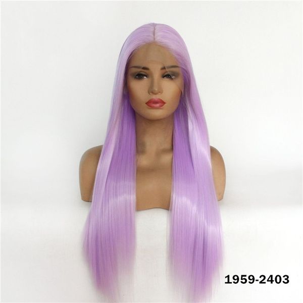 Sintética lacefrontal peruca de peruca de cabelo humano perucas dianteiras de laço 12 ~ 26 polegadas longas linha roxa de perruques 1959-2403