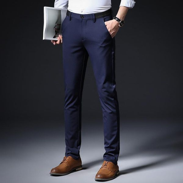 

men's pants 2021 summer casual business straight trousers korean slim young, Black