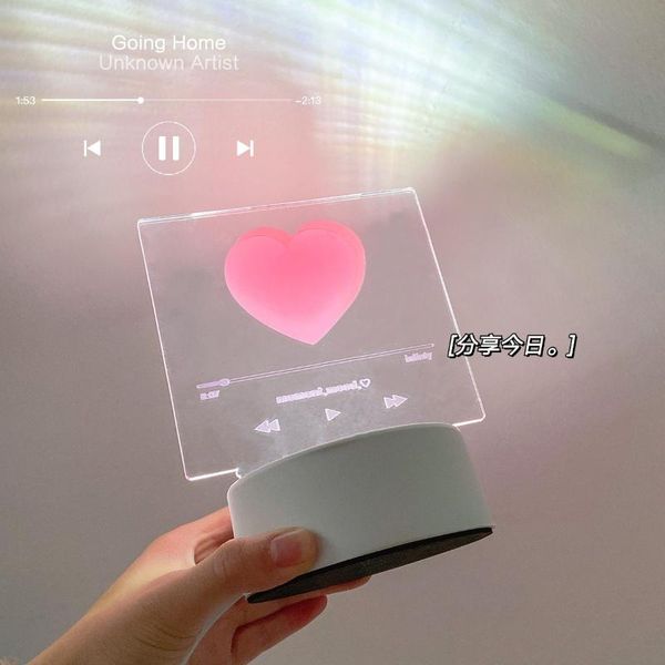 

night lights ins creative three color lamp lovely girl heart square dormitory mini desk bedroom bedside lampshade decoration