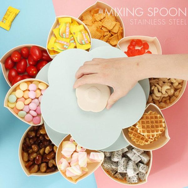 

flatware sets creative pattern rotating double candy plate manufacturers direct wedding box plastic household dried fruit