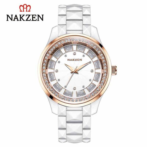 

wristwatches nakzen quartz ladies watch luxury diamond wristwatch life waterproof clock gifts for women white watches casual relojes de muje, Slivery;brown