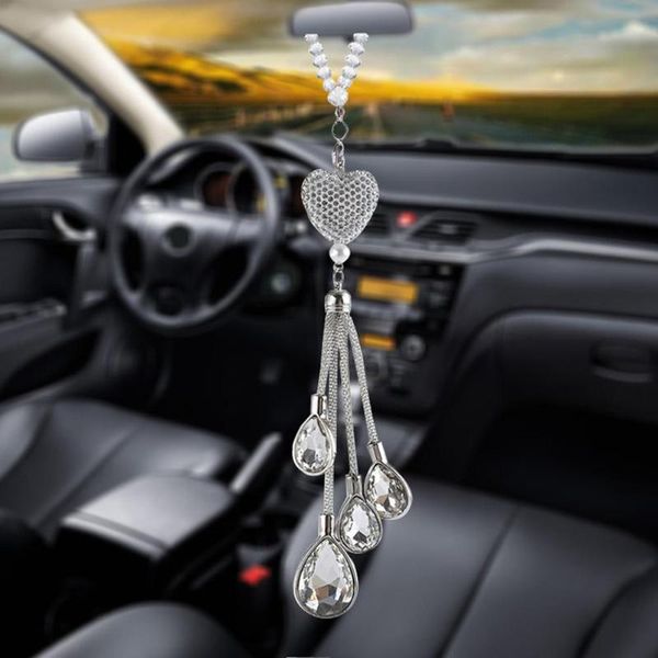 

interior decorations car rearview mirror pendant rhinestone decoration rear view charm crystal lucky girls women