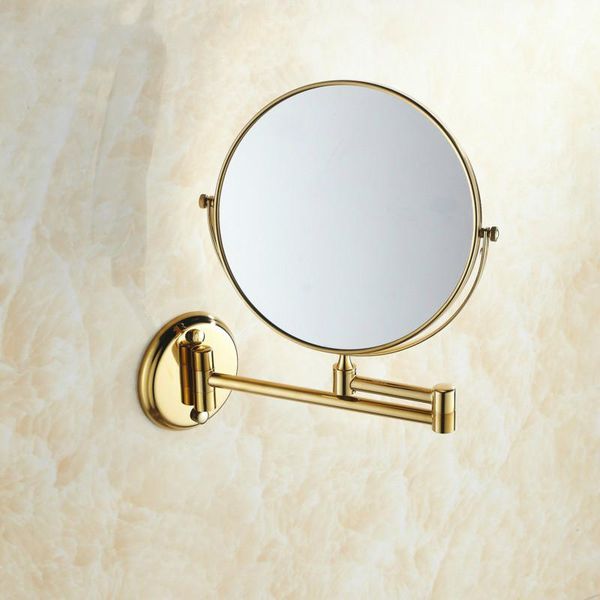 

mirrors double side bathroom folding brass shave makeup mirror gold plated wall mounted dual arm extend bath