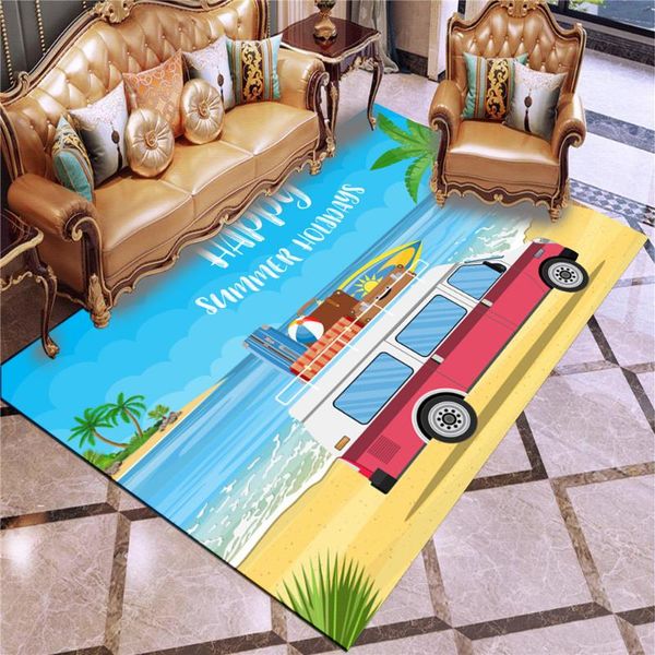 

cushion/decorative pillow retro summer surf bus beach sea floor rug doormat carpet room door mat living non-slip cartoon anime play rugs