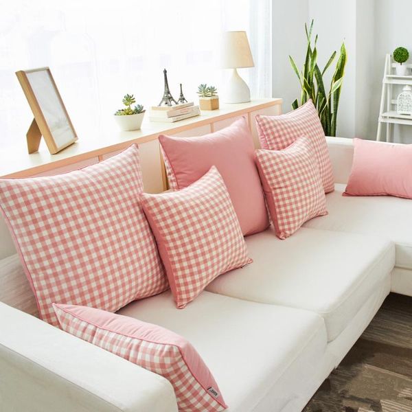 

cushion/decorative pillow 30x45/40/45/40x60/60cm simple white pink plaid cushion cover sofa grid checkered case decorative pillowcase