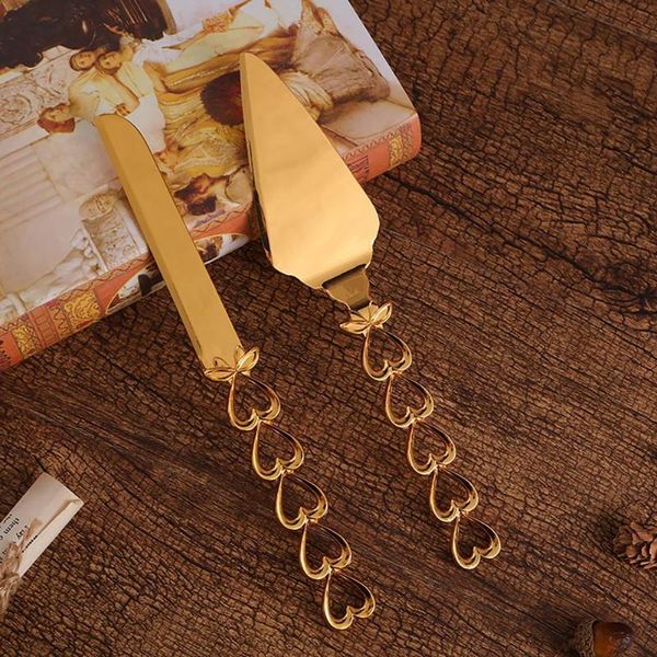 Spoons simples 2pcs / conjunto Grande Bolo de Casamento Faca De Bolo De Conjunto De Forma De Coração Lidar com Torta Divisor impermeável para a festa