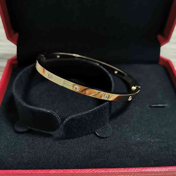 

love bangles women's screw bracelets no&4&10 stones 3.65mm rose gold bangles stainless steel fashion jewelry no box 210408, Black