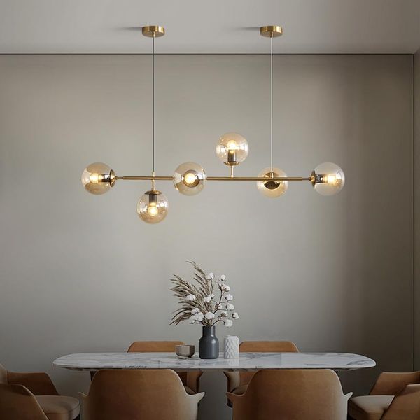 

modern glass balls led chandelier black long for living room bedroom kitchen nordic pendant lamp decoration home indoor lighting lamps