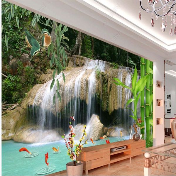 

p green waterfall wallpapers 3d landscape modern wallpaper for living room