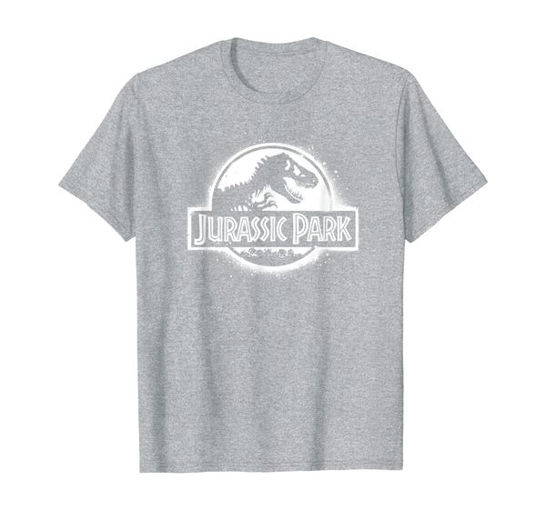 

jurassic park all white spray paint stencil movie logo t-shirt, White;black