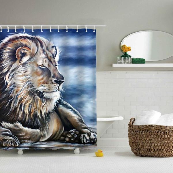

shower curtains cute lion printed frabic waterproof polyester curtain bathroom 10 with hooks