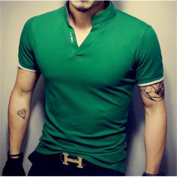 

Fashion Polo Shirt 2021 Base Stand Collar Men's Short Sleeve, White 1