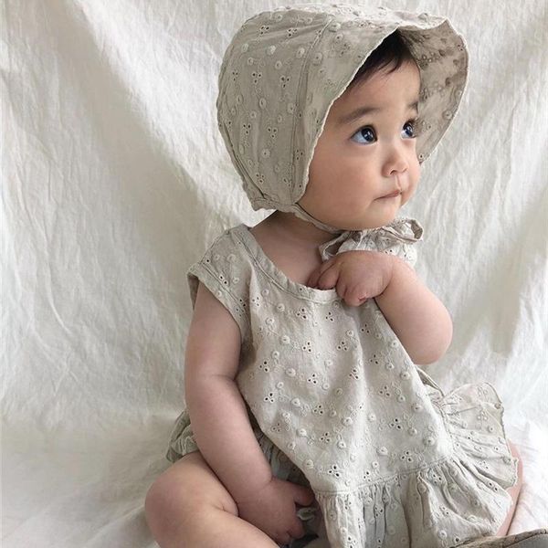 

clothing sets summer born baby girls cute embroidery vest shorts hat cotton three-piece suit for babies girl clothes 2021, White
