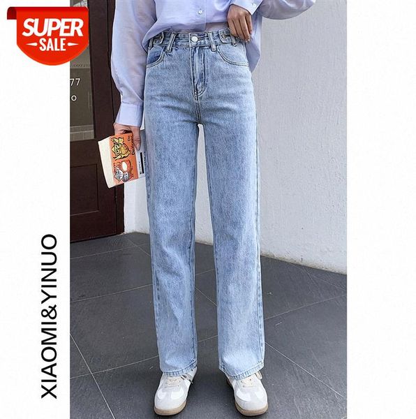 

[ou fan] 7920 women's high-waisted jeans are thin, loose and straight year wide-leg pants trousers #vd1f, Black;gray