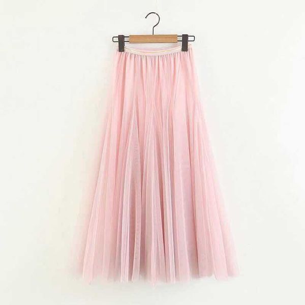 

skirts skirt for girls 2021 korean women big swing tulle pleated long maxi tutu high waist net, Black