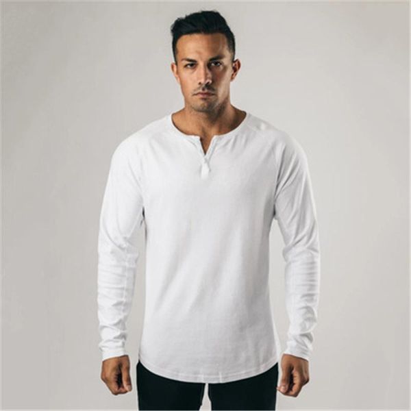 

style men's brothers fall/winter button long sleeve sports t-shirt base t-shirts, White;black
