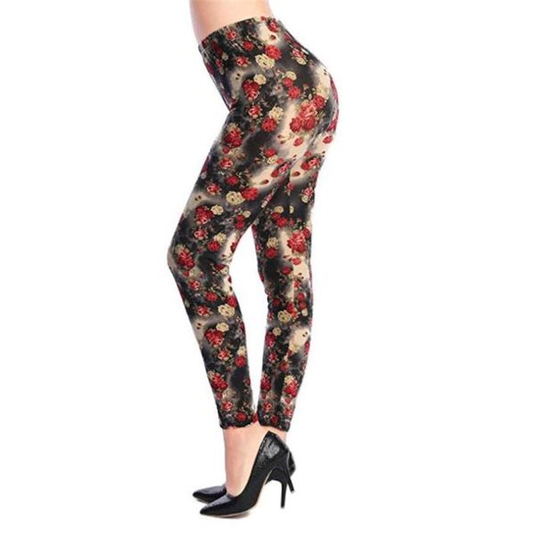 

women's leggings ygyeeg print flower high waist exercise fashion women aptitud trousers fitness stretch pants workout clothes plus size, Black