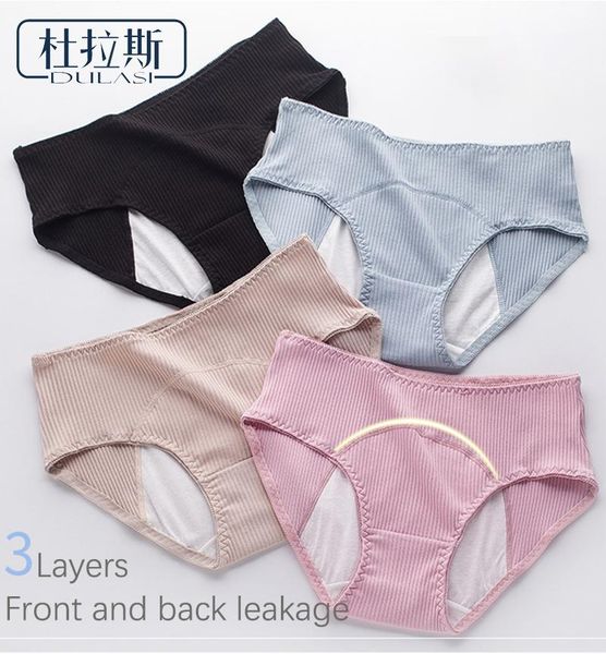 

cotton girl period underwear youth leakproof mid-high waist menstrual panties woman brifes women's, Black;pink