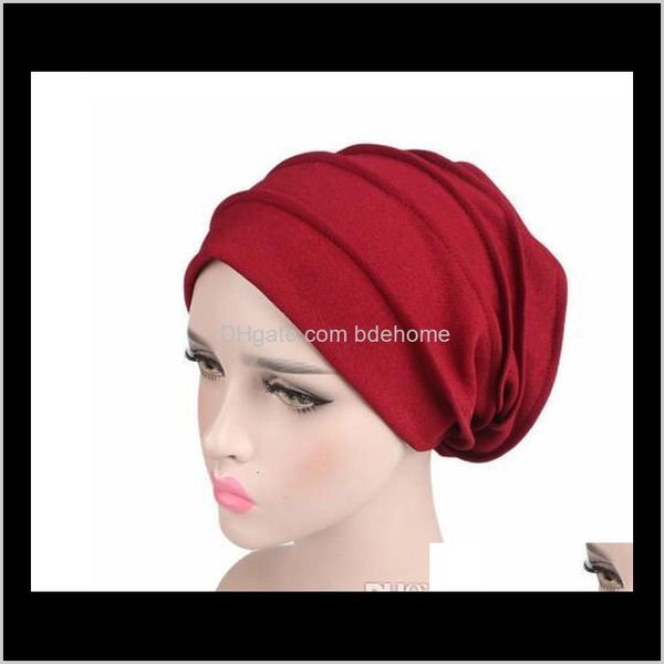 Paraorecchie Cappelli Berretti Cappelli, Sciarpe Guanti Fashion Drop Delivery 2021 Women Cotton Breathe Womens Hijab Turban Elastic Cloth Head Hat Ladies