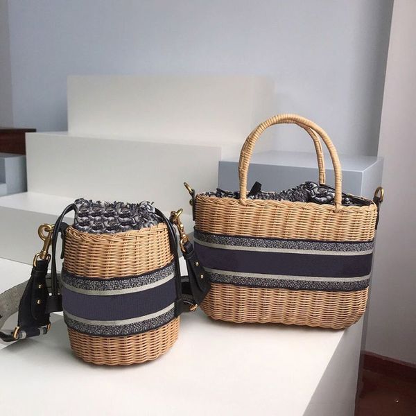 

2021summer beach straw bags casual rattan women handbags wicker woven female totes large capacity lady buckets bag travel purse