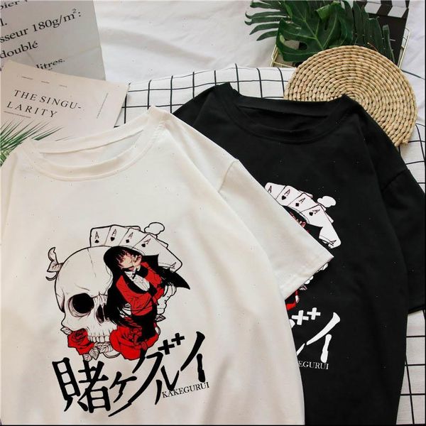 

japanese anime kakegurui cosplay summer womens casual harajuku streetwear cute chic vintage tees jabami yumeko japan women t, White