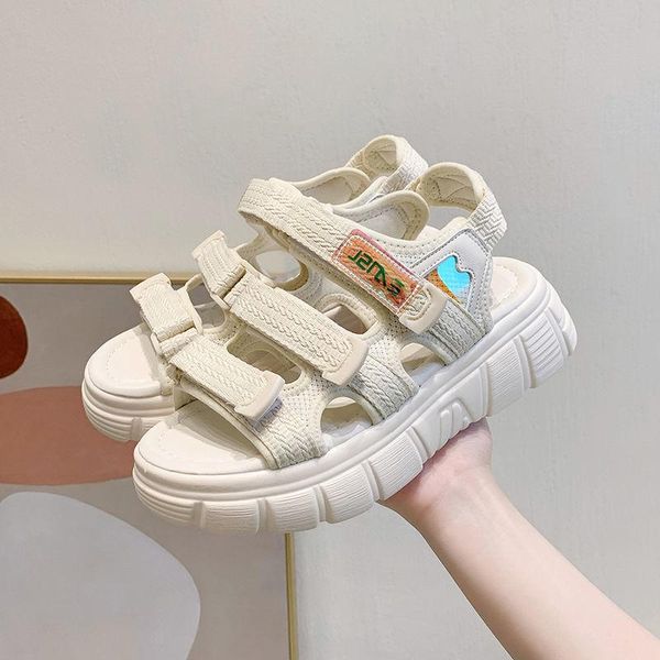 

sandals 2021 summer black mesh gladiator for women buckle canvas platform street style flat roman shoes woman