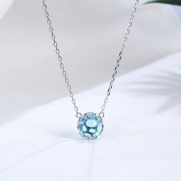 

s925 pure silver wangwang qingquan necklace, japanese korean style, fresh and simple blue glazed stone bone chain accessories, Black