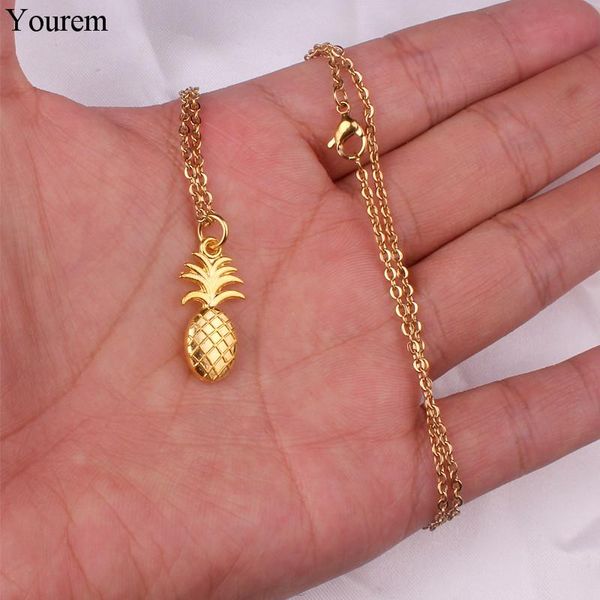 

stainless steel chain pineapple necklace for women minimalist pumpkin choker necklaces halloween jewelry pendant, Silver