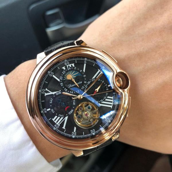 

wristwatches daystar watch men's mechanical hollow automatic waterproof fashion, Slivery;brown