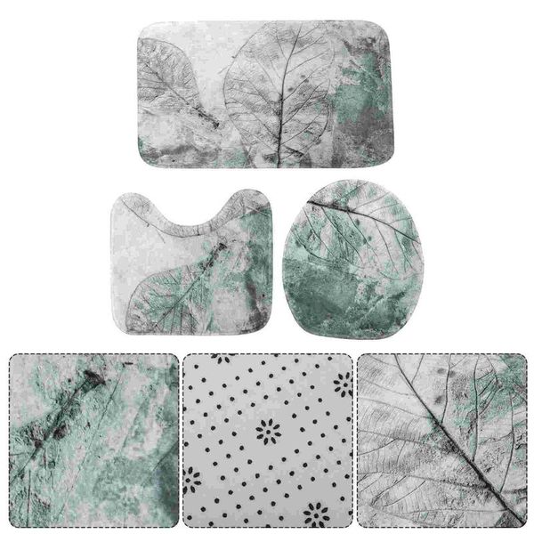 

bath mats 3pcs retro-style toilet floor mat bathroom rug set home decoration