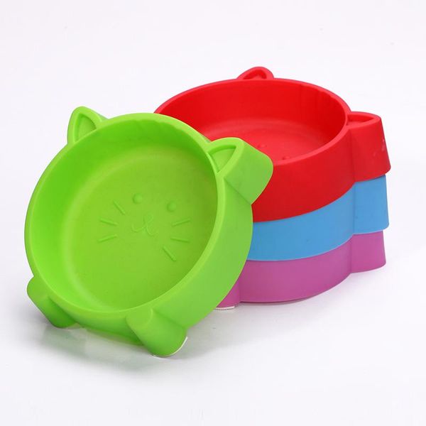 

1pcs cat bowl plastic travel dog bowls feeding feeder water for pet puppy dish 4 colors accessories & feeders