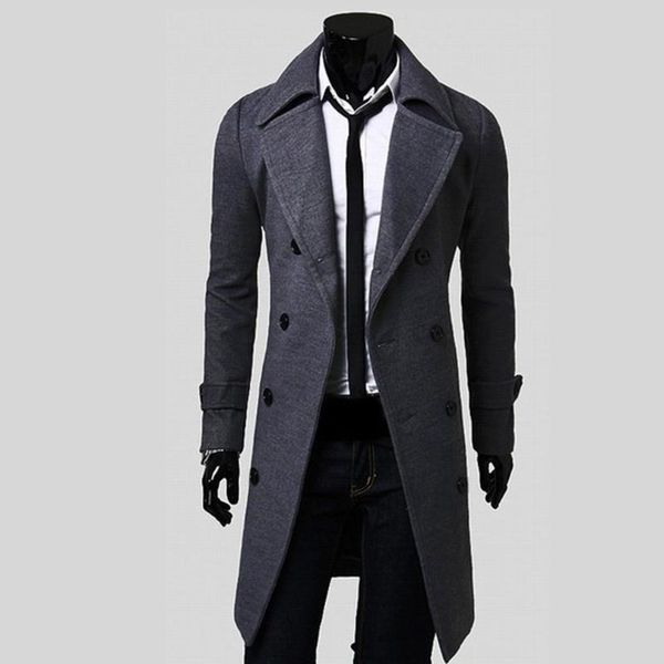 

men's trench coats 2021 men turndown long coat autumn winter outwear bomber jacket plus size -3xl male streetwear steam punk overcoat, Tan;black