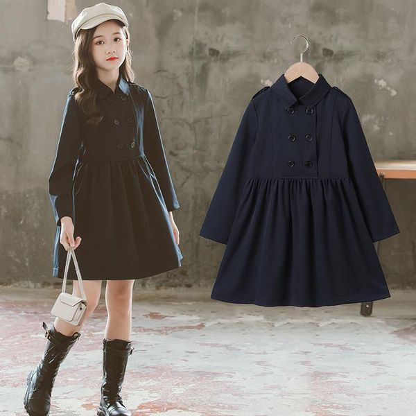 

girl's dresses spring children dress 2021 long sleeve korean version of double-breasted princess vestidos design casual for girls, Red;yellow