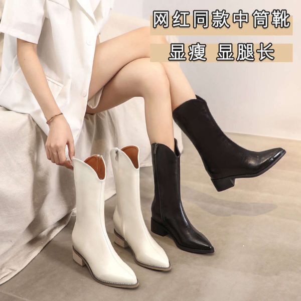 

knee length boots women's winter fashion high heel small tall thick, Black