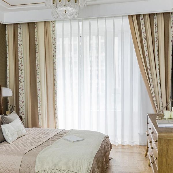 

modern curtains for living dining room bedroom simple polyester-cotton printed tulle finished custom curtain & drapes