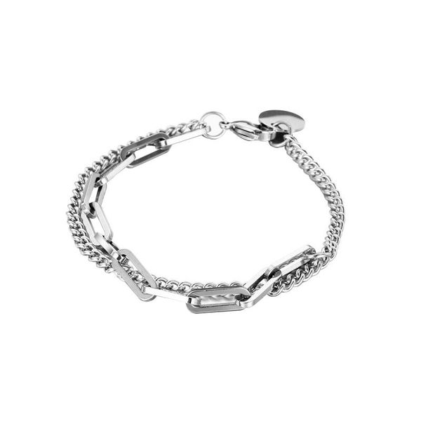 

women set double-layer rope chain figaro splicing design fashion simple titanium steel bracelet gift jewelry charm bracelets, Golden;silver
