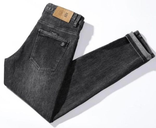 

men's jeans fall straight young slim 2021 stretch high waist trend, Blue