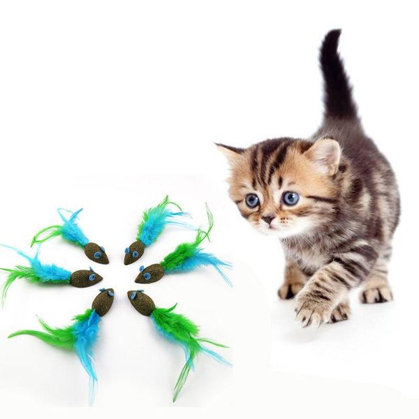 

cat toys funny feather natural catnip soft mouse shape scratch toy pet product for kitten playing