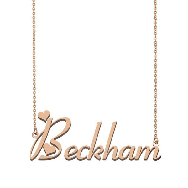 

pendant necklaces beckham name necklace, custom necklace for women girls friends birthday wedding christmas mother days gift, Silver